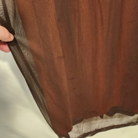 CHARLOTTE RUSSE Vtg Brown Orange Maxi Sheer Overlay Metallic Glitter Medium M - Picture 10 of 12